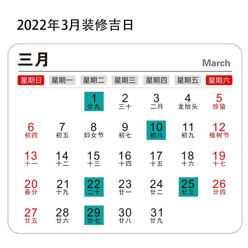 2022年裝修開工吉日 2022年裝修開工吉日