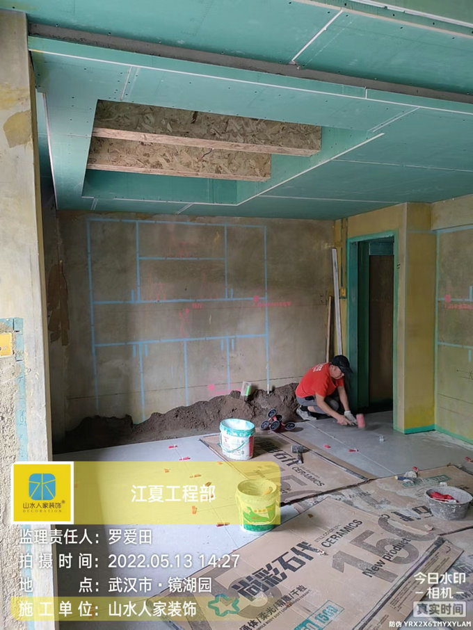 鏡湖園泥工施工現(xiàn)場