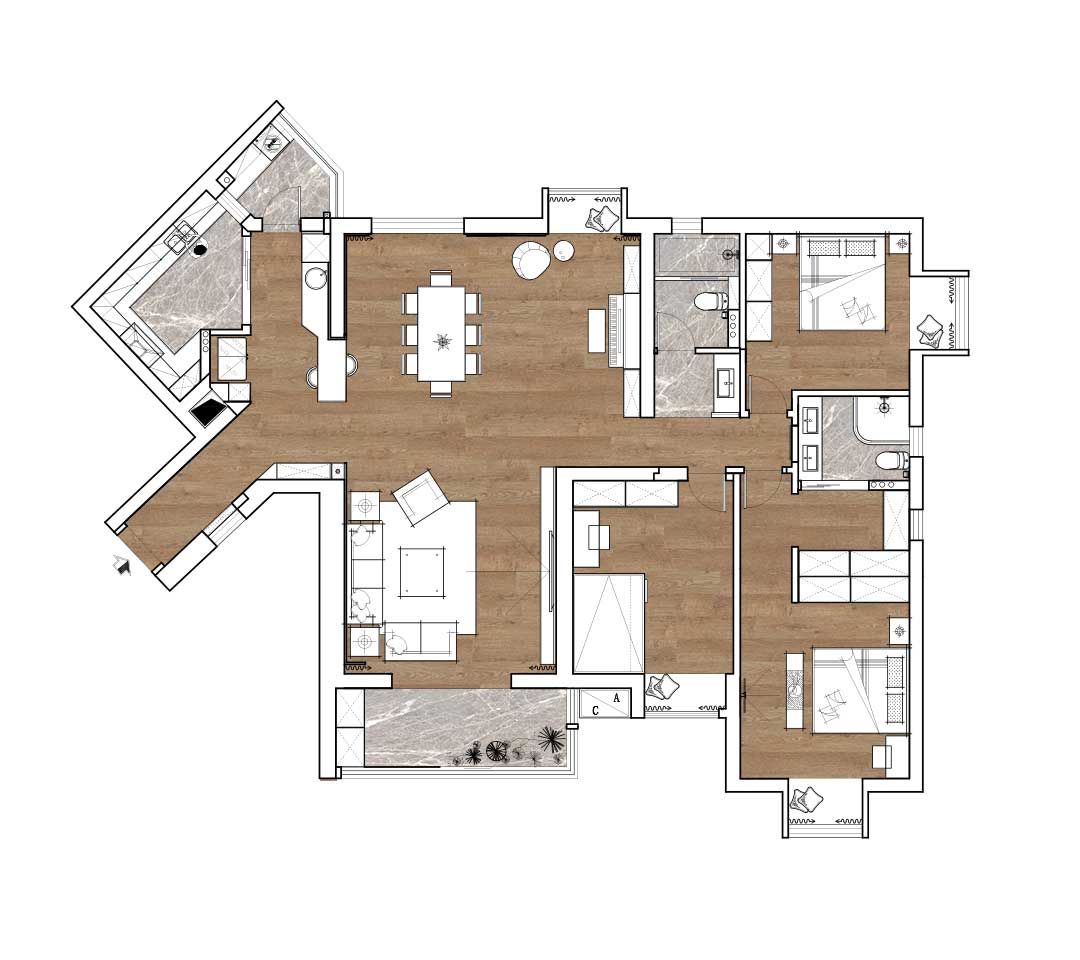 世紀江尚意式輕奢風格裝修效果圖