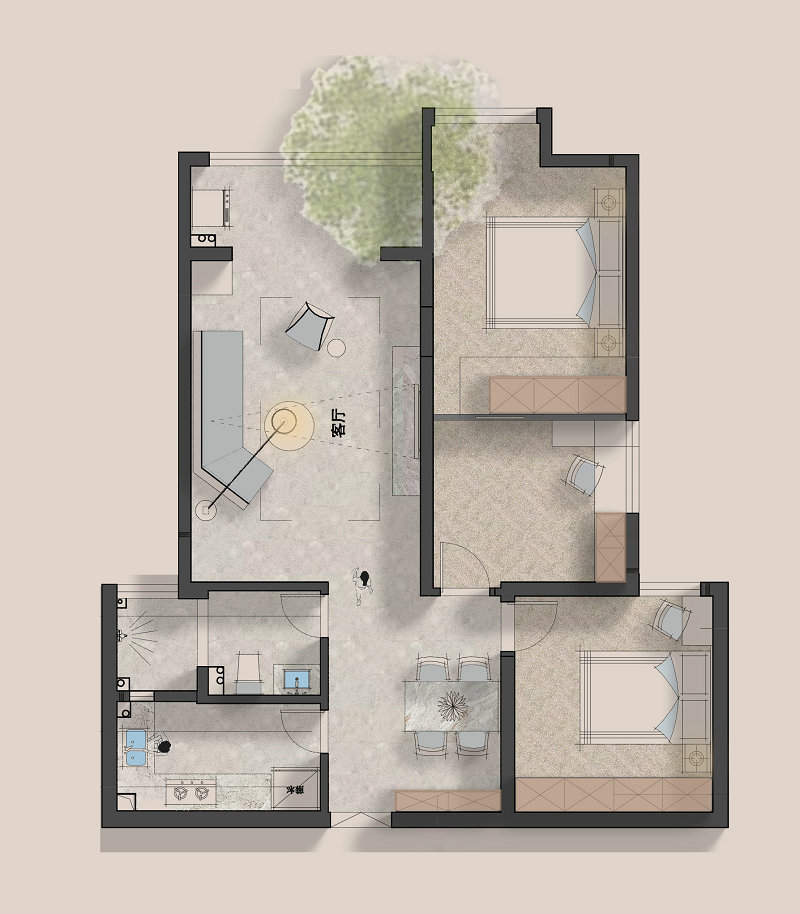 中建鉑公館105平現(xiàn)代簡約風(fēng)格裝修效果圖