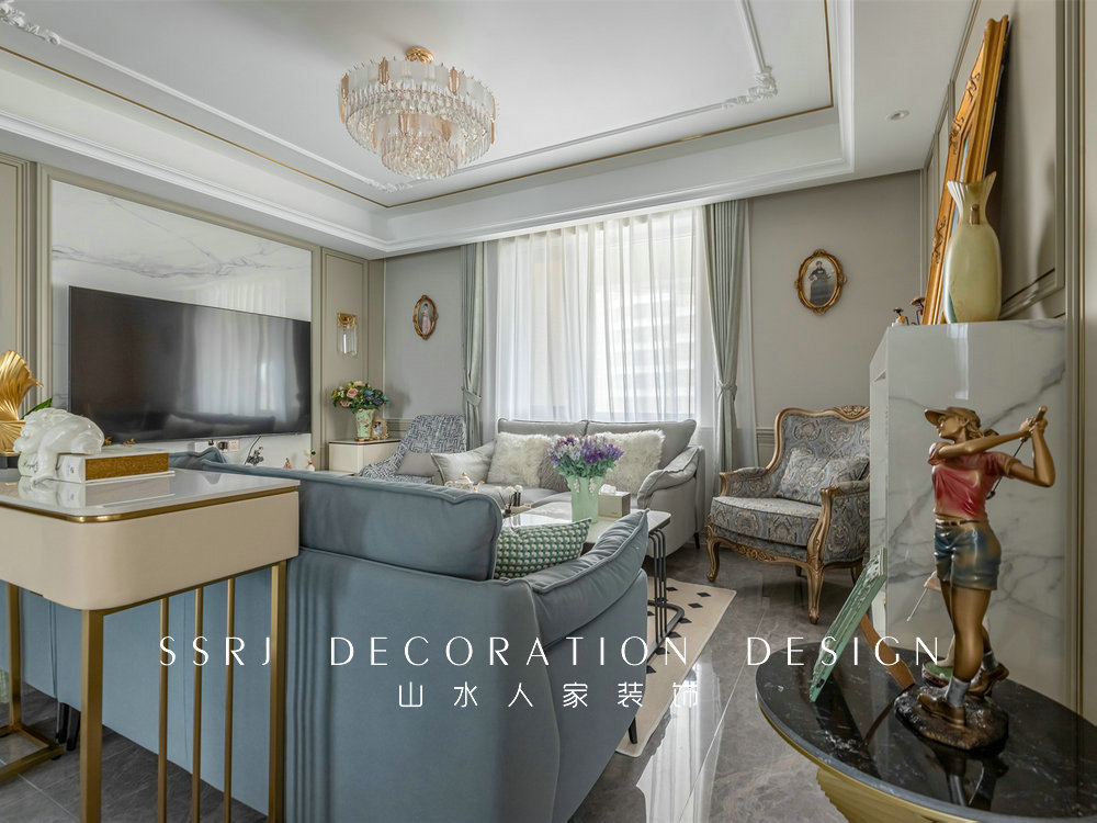 國博新城泊雅居160平美式輕奢風格裝修效果圖