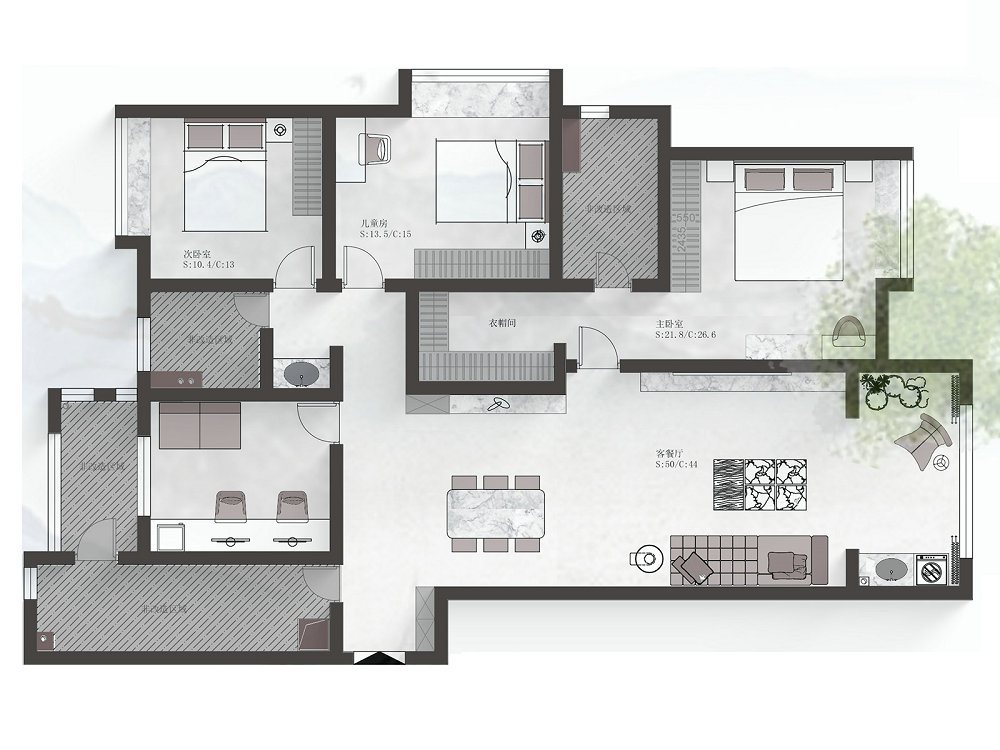 保利時代160平現(xiàn)代風格裝修效果圖