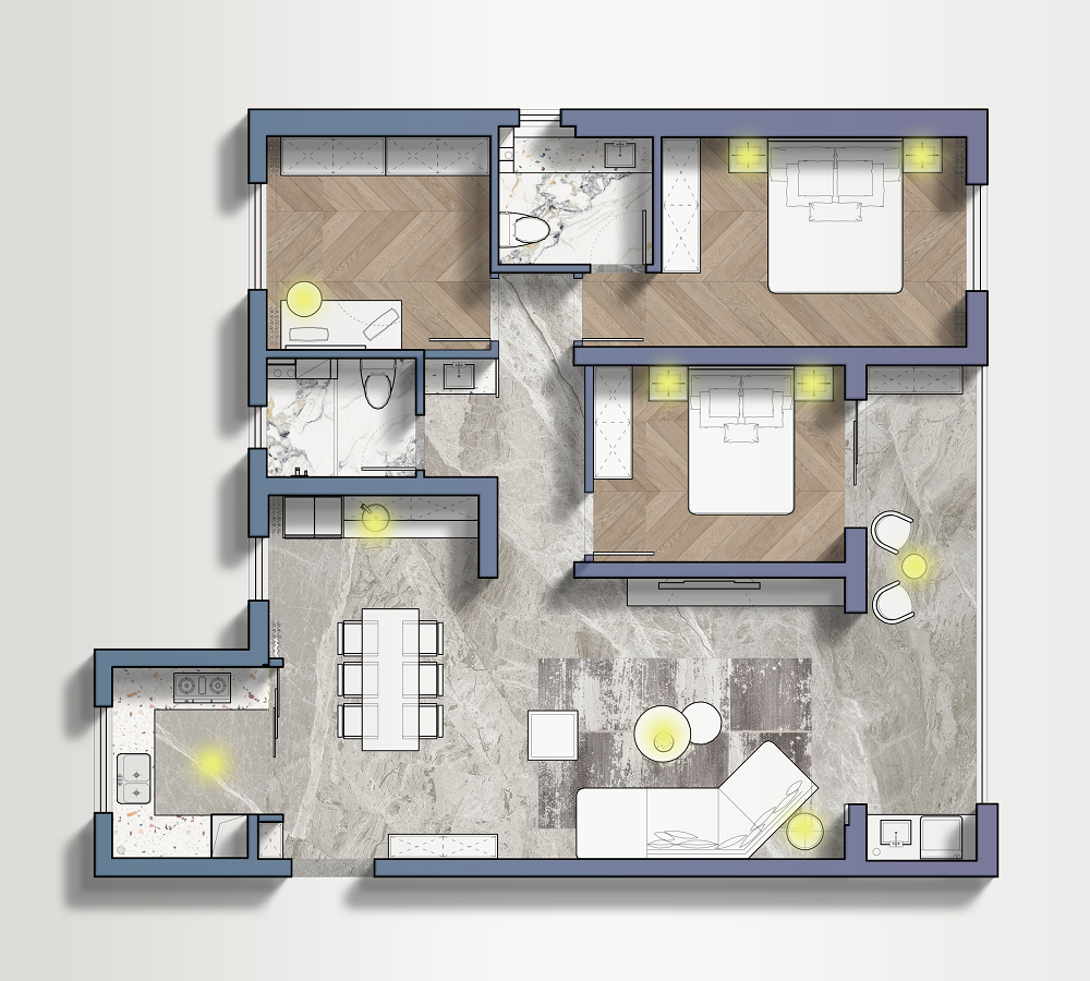 百秀城140平現(xiàn)代風格裝修效果圖