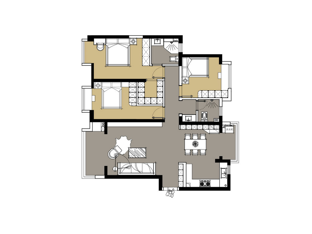 中建鉑公館138平現(xiàn)代風格裝修效果圖