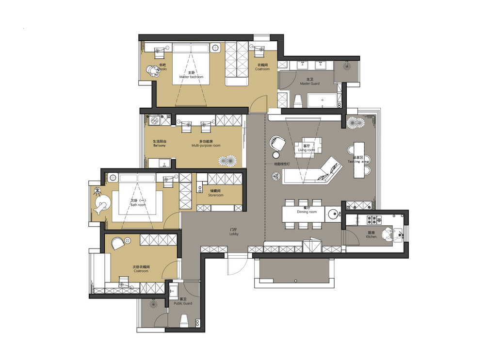 青山樽197平現(xiàn)代風格裝修效果圖