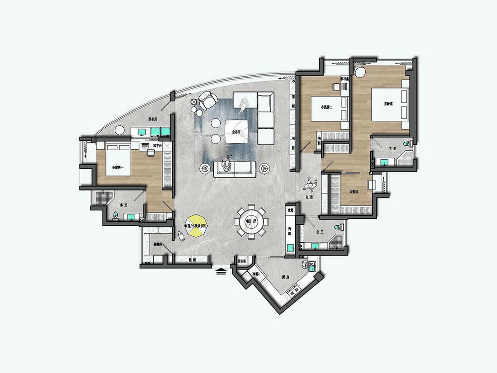 金沙泊岸220平新中式風格裝修效果圖
