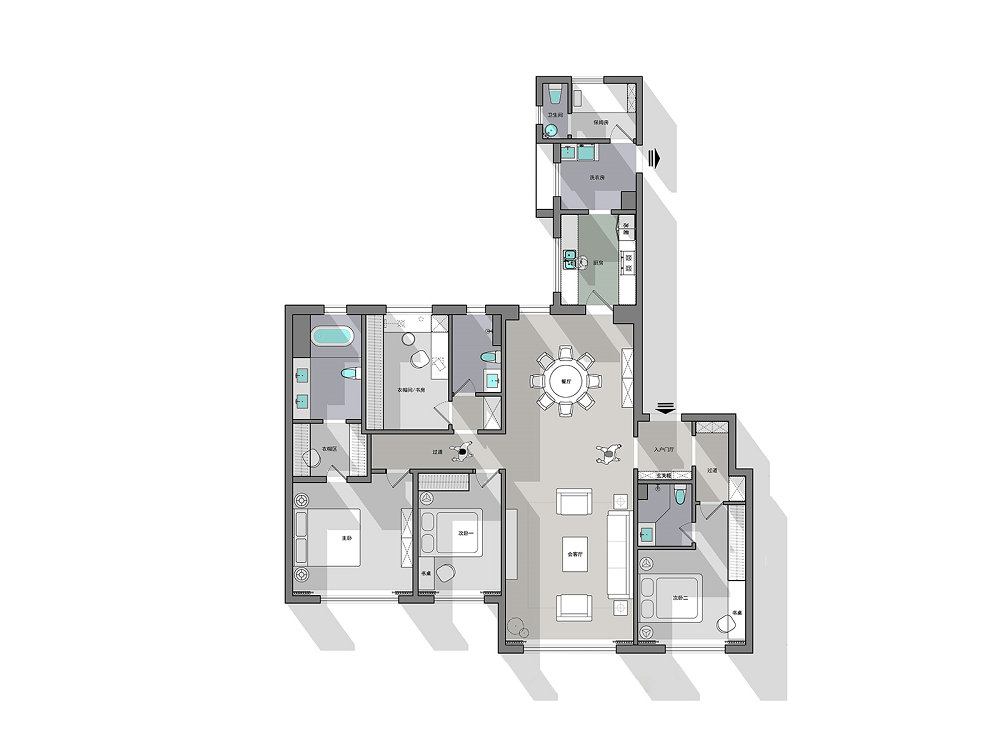 中海萬松九里270平港式輕奢風(fēng)裝修效果圖