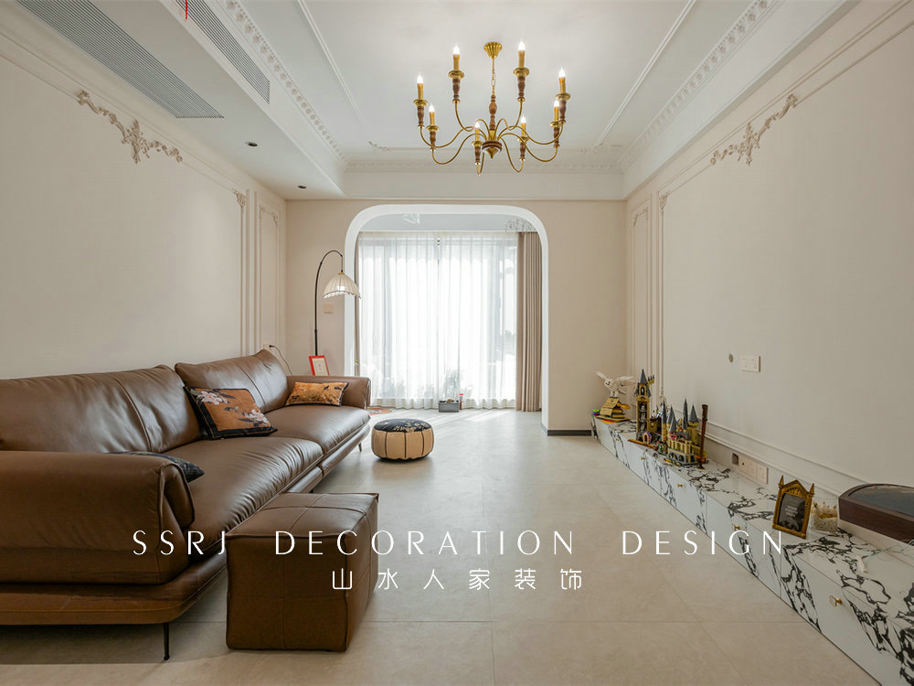 華僑城紅坊128平奶油法式風(fēng)格裝修效果圖