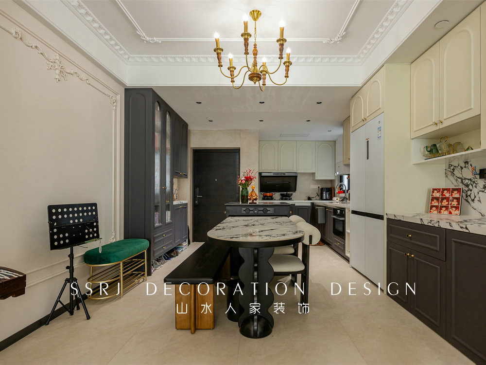 華僑城紅坊128平奶油法式風(fēng)格裝修效果圖