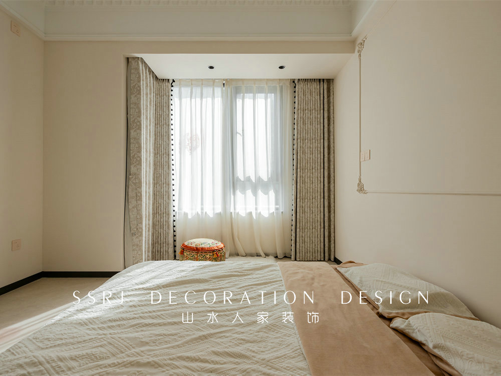 華僑城紅坊128平奶油法式風(fēng)格裝修效果圖