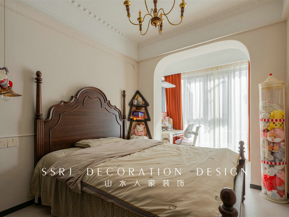 華僑城紅坊128平奶油法式風(fēng)格裝修效果圖