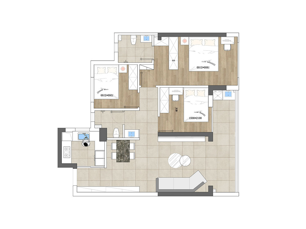 尚城國際106平意式極簡風(fēng)格裝修效果圖