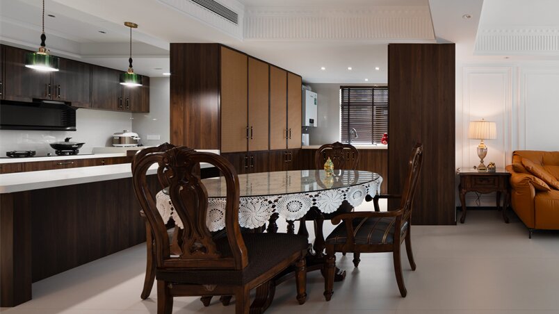 鵬湖灣180平中古風(fēng)格裝修效果圖