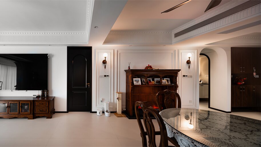 鵬湖灣180平中古風(fēng)格裝修效果圖