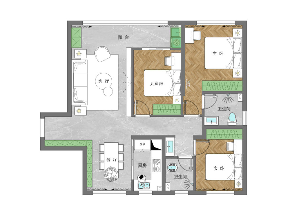 華發(fā)都薈天地117平現(xiàn)代風(fēng)格裝修效果圖