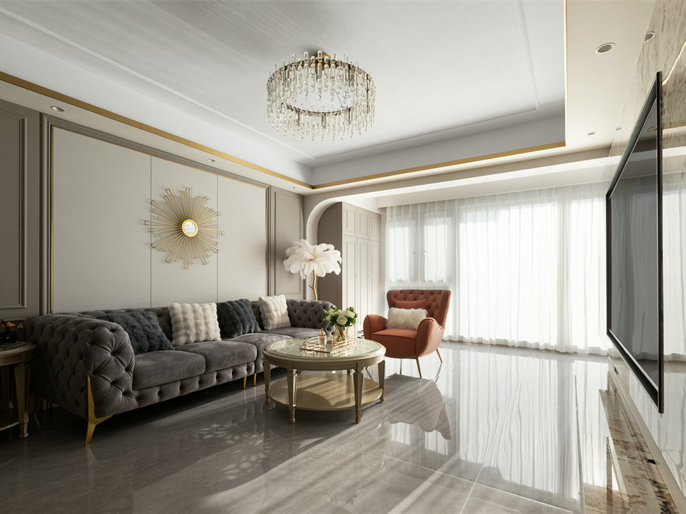 深業(yè)泰云府128平美式風(fēng)格裝修效果圖