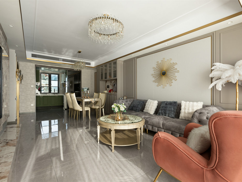 深業(yè)泰云府128平美式風(fēng)格裝修效果圖