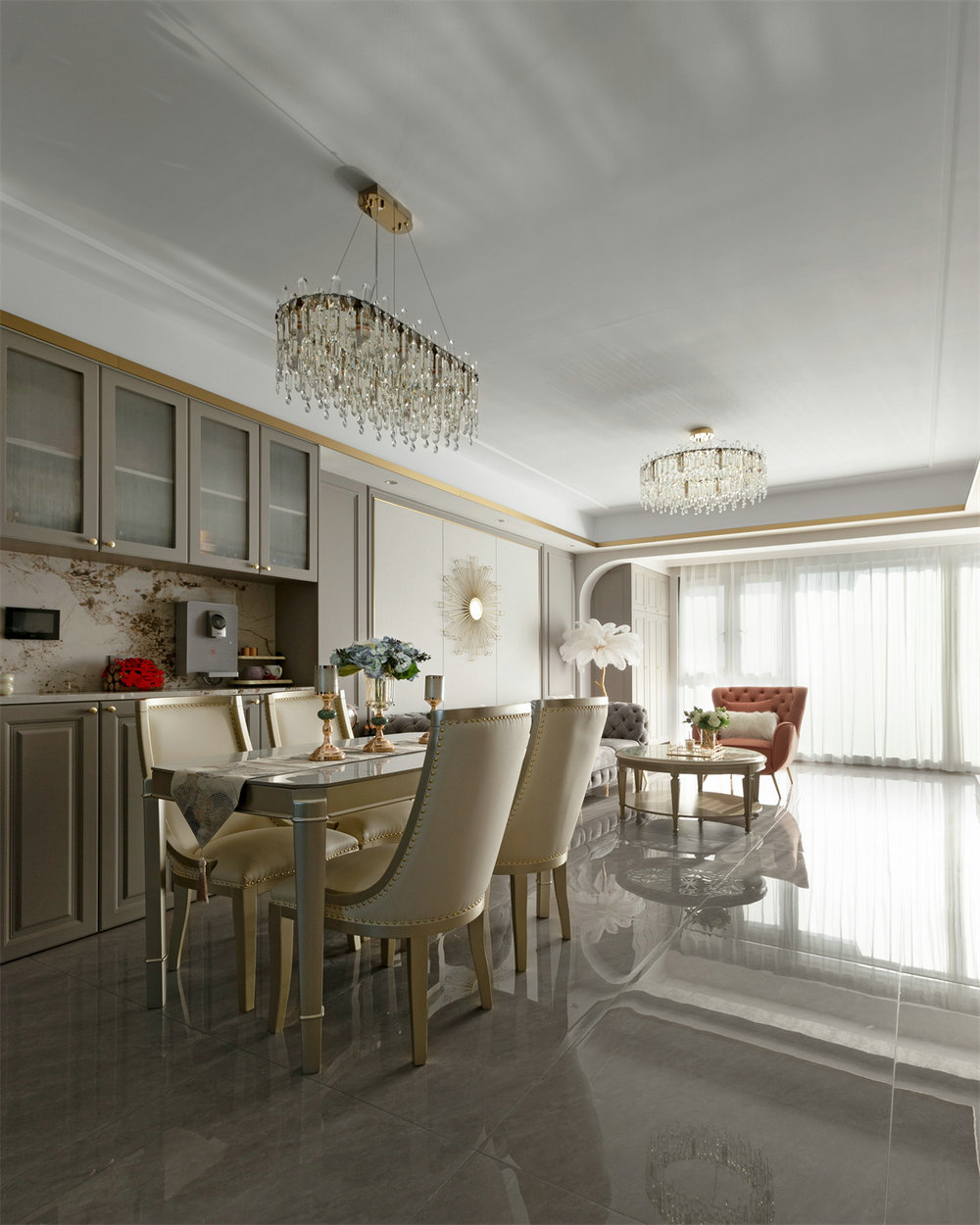 深業(yè)泰云府128平美式風(fēng)格裝修效果圖