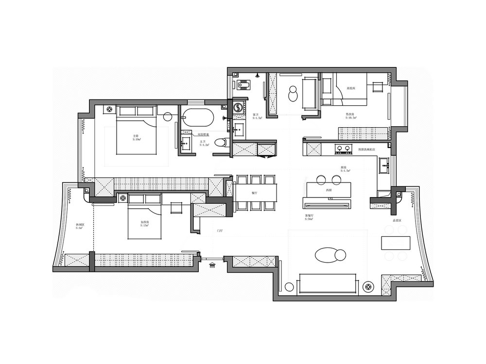 東湖名居151平現(xiàn)代風格裝修效果圖
