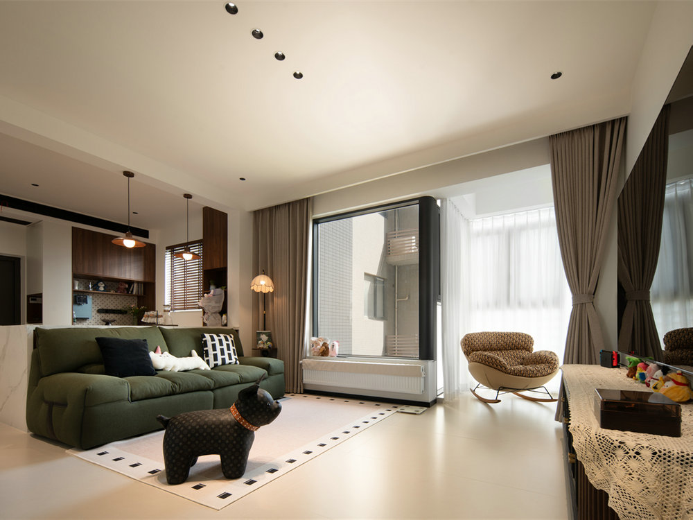 新長江香榭琴臺104平中古風(fēng)格裝修效果圖