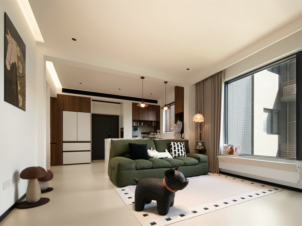 新長江香榭琴臺104平中古風(fēng)格裝修效果圖