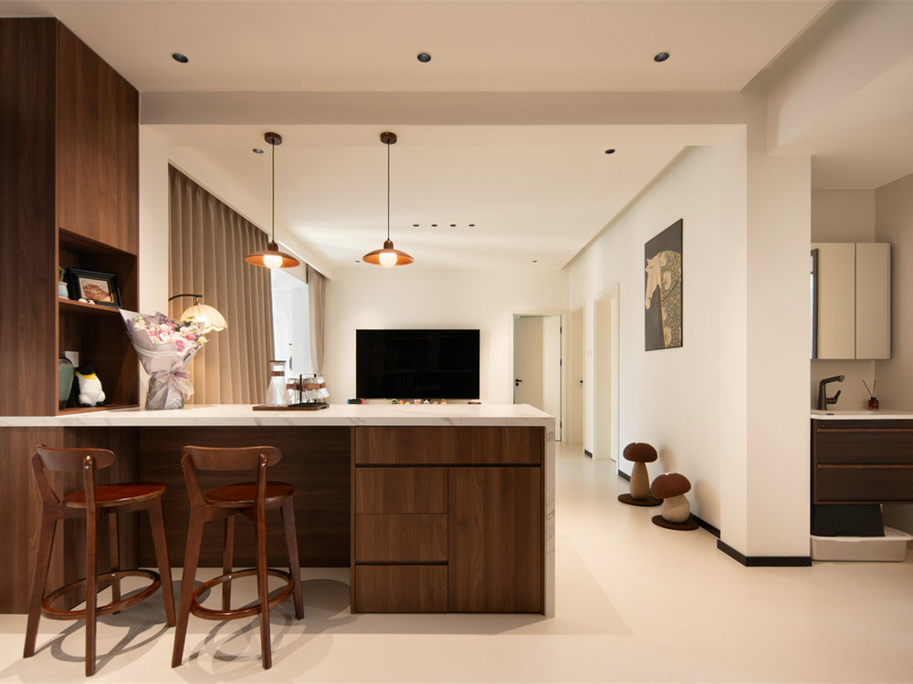 新長江香榭琴臺104平中古風(fēng)格裝修效果圖