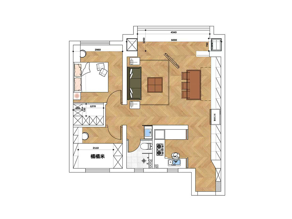 二十四城98平簡約原木風格裝修效果圖