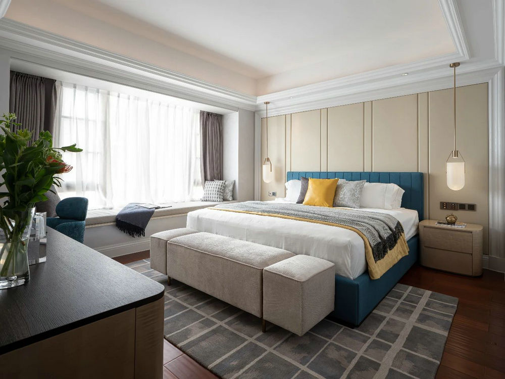 光谷新世界100平輕奢風格裝修效果圖 現(xiàn)代輕奢 主臥7.jpg